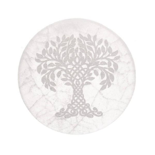 Tree of Life Selenite Circular Plate