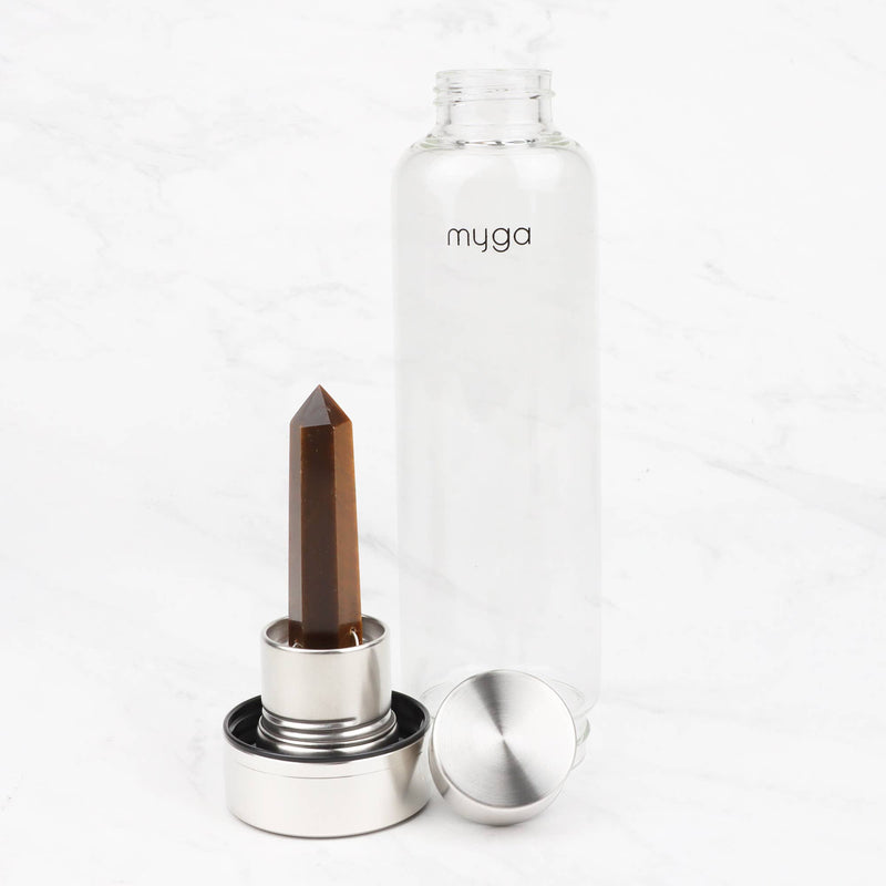 Tiger’s Eye Crystal Glass Water Bottle