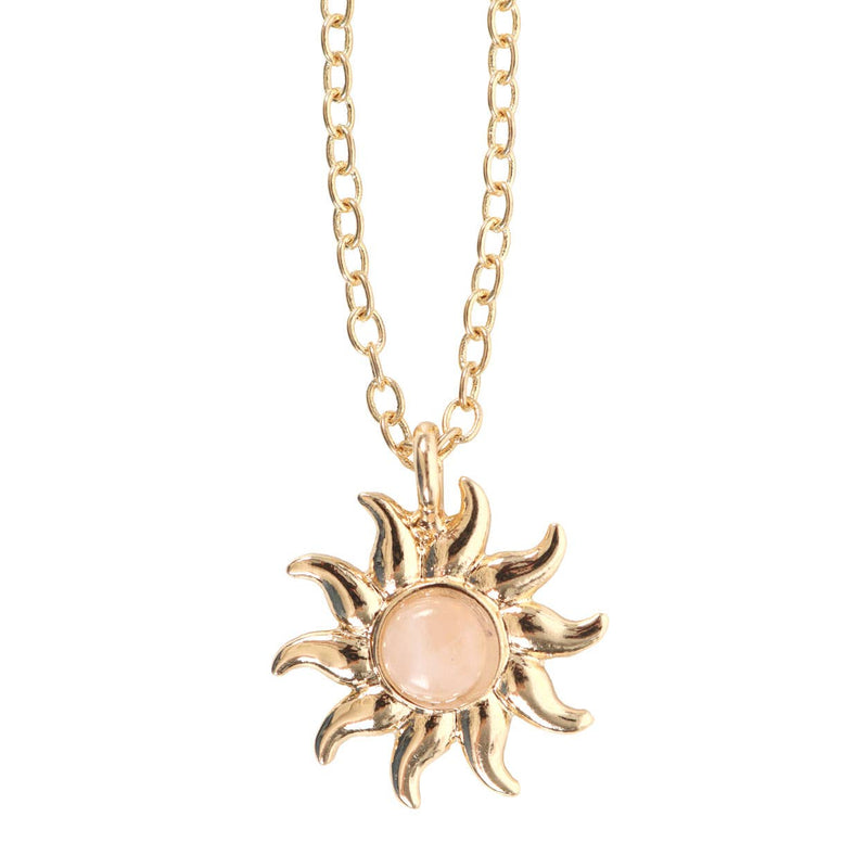 The Sun Celestial Rose Quartz Necklace Greeting Card