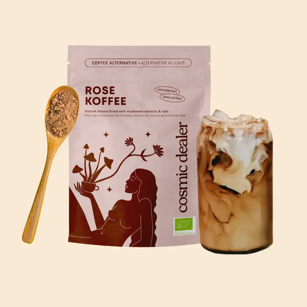 Rose koffeinfri kaffe med soppekstrakt