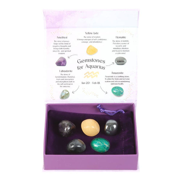 Aquarius Zodiac Crystal Tumblestone Set