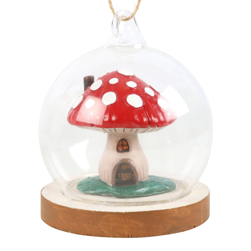 Mushroom House Glass Dome Hanging Decoration