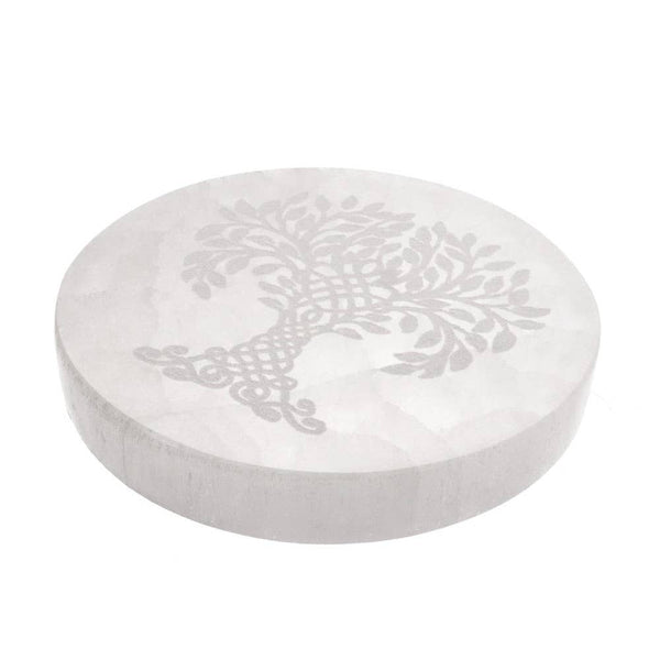 Tree of Life Selenite Circular Plate