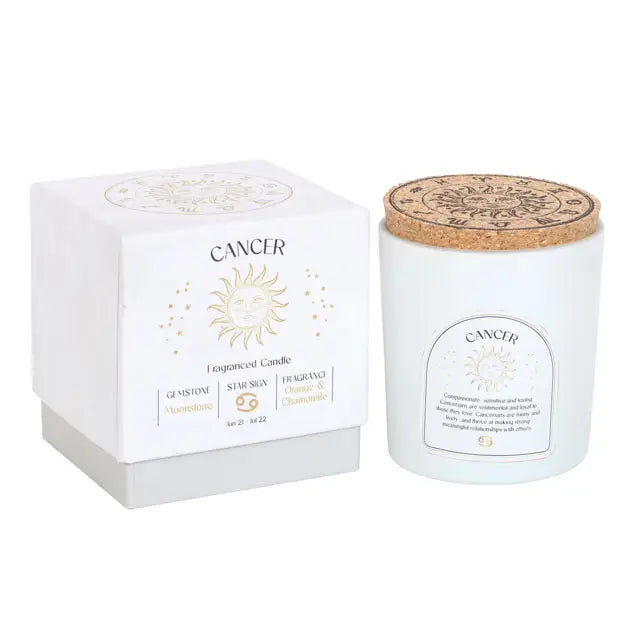 Cancer (krepsen) Orange & Chamomile Zodiac Crystal Candle