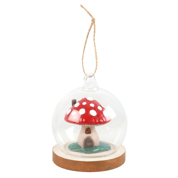 Mushroom House Glass Dome Hanging Decoration