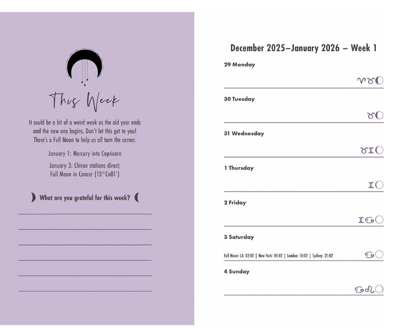 Moonology diary/dagbok 2026