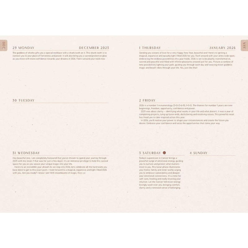 Moon Goddess diary 2026