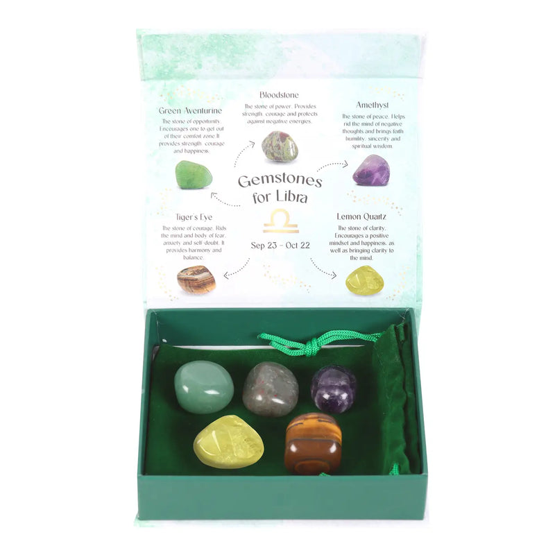 Libra (vekten) Zodiac Crystal Tumblestone Set