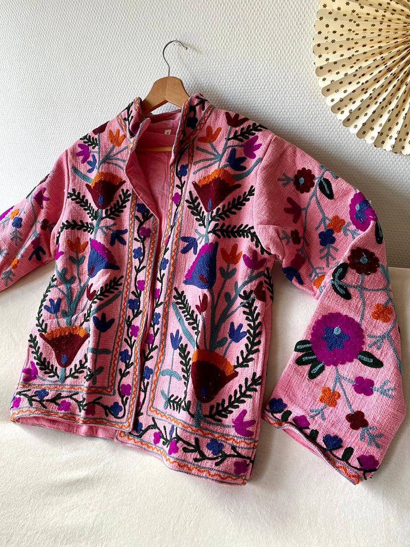 Suzani Floral Jacket India Pink