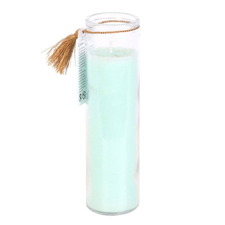 White Sage Candle with Clear Quartz Crystals