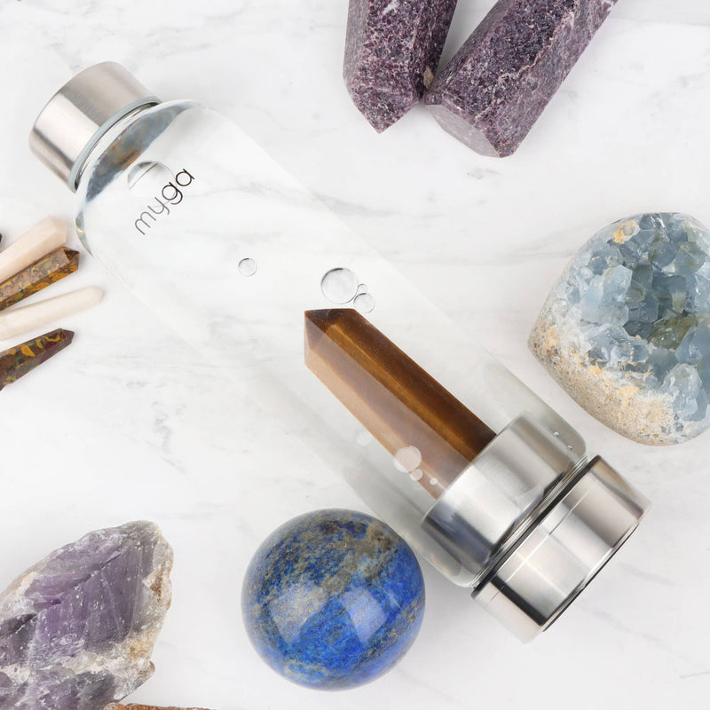 Tiger’s Eye Crystal Glass Water Bottle